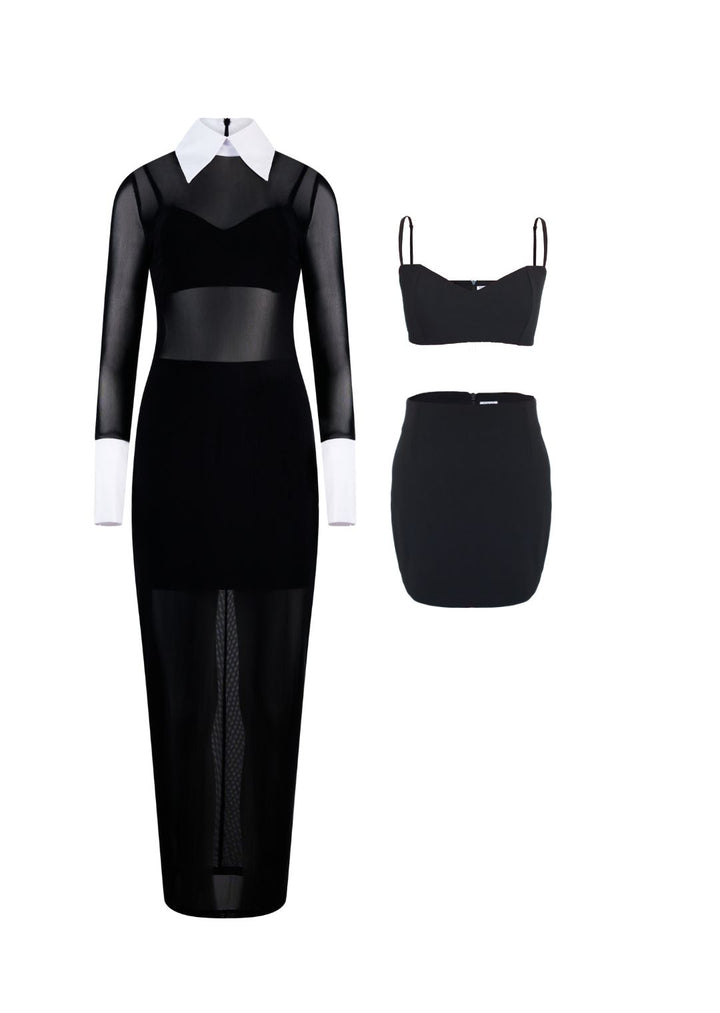 Sheer mesh dress, Mesh fabric outfit, see-through black dress, sheer dress with neckline, Classic black outfit, Classic little black dress in sheer material, black dress outfit, black mesh dress outfit , preppy black dress outfit, black dress white collar black dress with white collar and sleeves Black dress with white collar and cuffs Black dress white collar formal Black dress white collar casual womens black dress white collar black dress white collar australia Collared black dress Dresses with collar